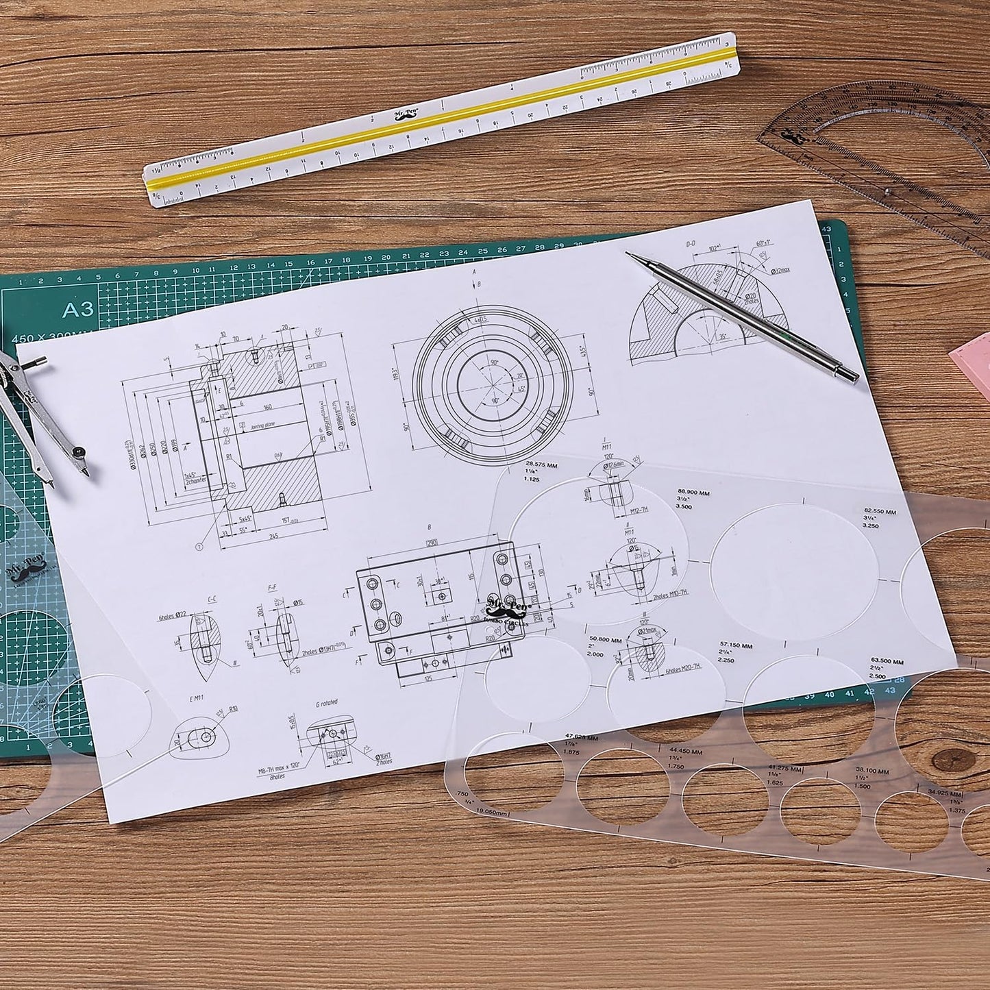 Mr. Pen Circle Templates - Large & Small Sizes, Circle Stencil & Ruler for Drafting & Drawing