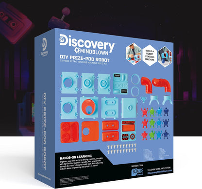Discovery DIY Prize-Pod Robot Kit, 52-Piece Vending Machine Building Set, 12 Transforming Capsules, Educational Science Experiment, Engineering STEM Project, Robotics Toy Gift Kids Age 8+