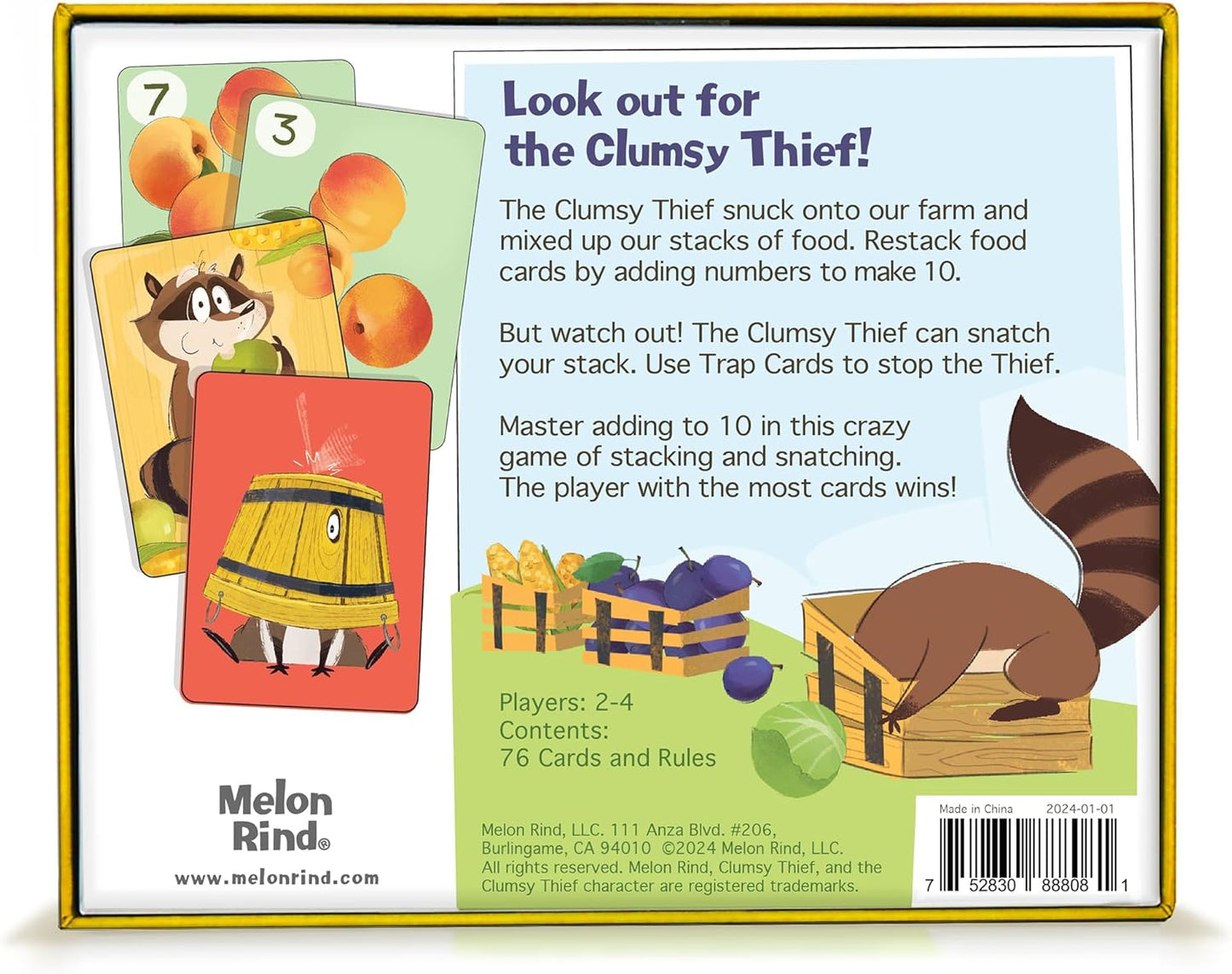 Melon Rind Clumsy Thief Math Game for Kids Ages 8+, Educational for Kid's Learning and Confidence Building, Fun Math Card Game for 3-6 Players Adding to 100