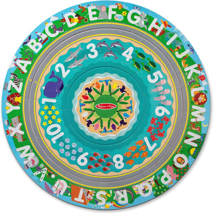 Melissa & Doug Round the Shore Tracks Cardboard Jigsaw Floor Puzzle and Wind-Up Vehicles – 48 Pieces, for Boys and Girls 4+ - FSC-Certified