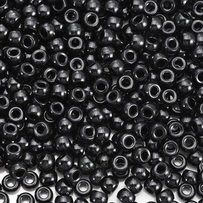 1100Pcs Red Pony Beads 6x9mm Large Hole Plastic Hair Beads for Braids, Kandi Bracelets, Keychains, Jewelry Making