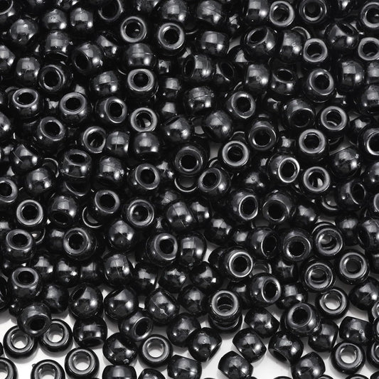1100Pcs Red Pony Beads 6x9mm Large Hole Plastic Hair Beads for Braids, Kandi Bracelets, Keychains, Jewelry Making