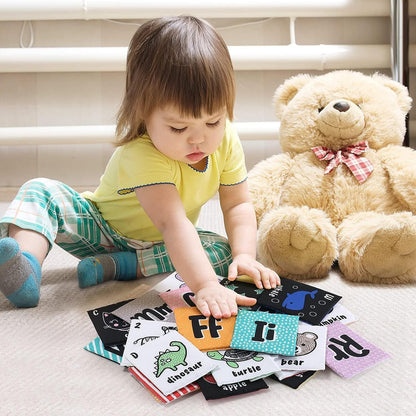 The Peanutshell Baby Soft Alphabet Flash Cards - Cloth ABC Book for Babies & Toddlers, 26 Fabric Tiles, Infant to 36 Months Baby Books With Bag