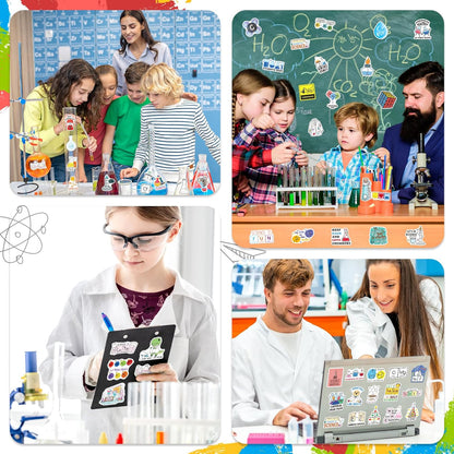YTSQLER 200 PCS Chemistry Stickers, Funny Laboratory Stickers for Water Bottle Laptop Notebook, Waterproof Chemistry Decals for Teachers Students Kids Teens Adults