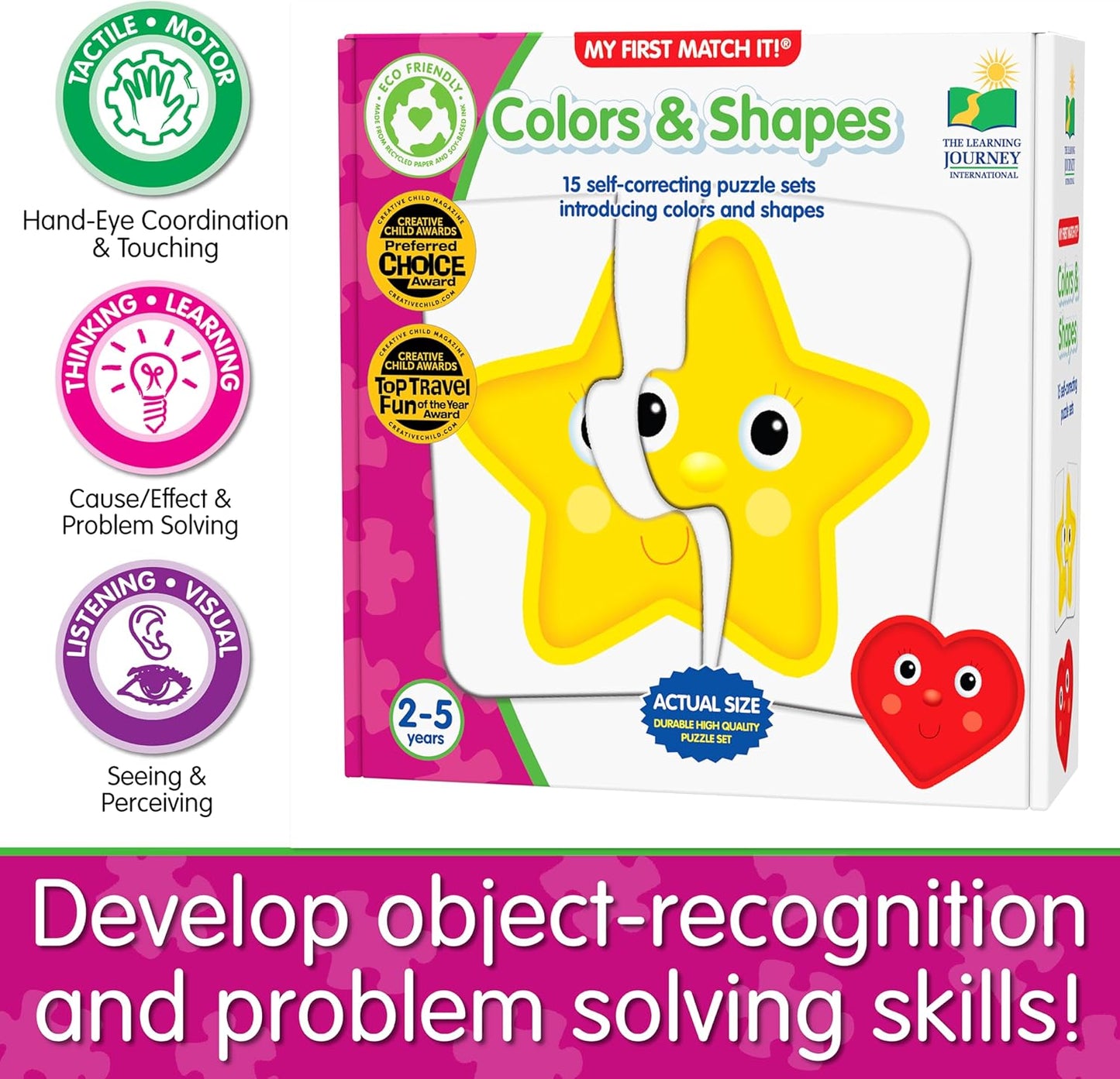 The Learning Journey: My First Match It - Dinosaurs - 2 Year Old Toys, Puzzles for Toddlers, Toddler Puzzle, Educational Toys for 2 Year Old - 15 Self-Correcting Matching Puzzles - Award Winning Toys