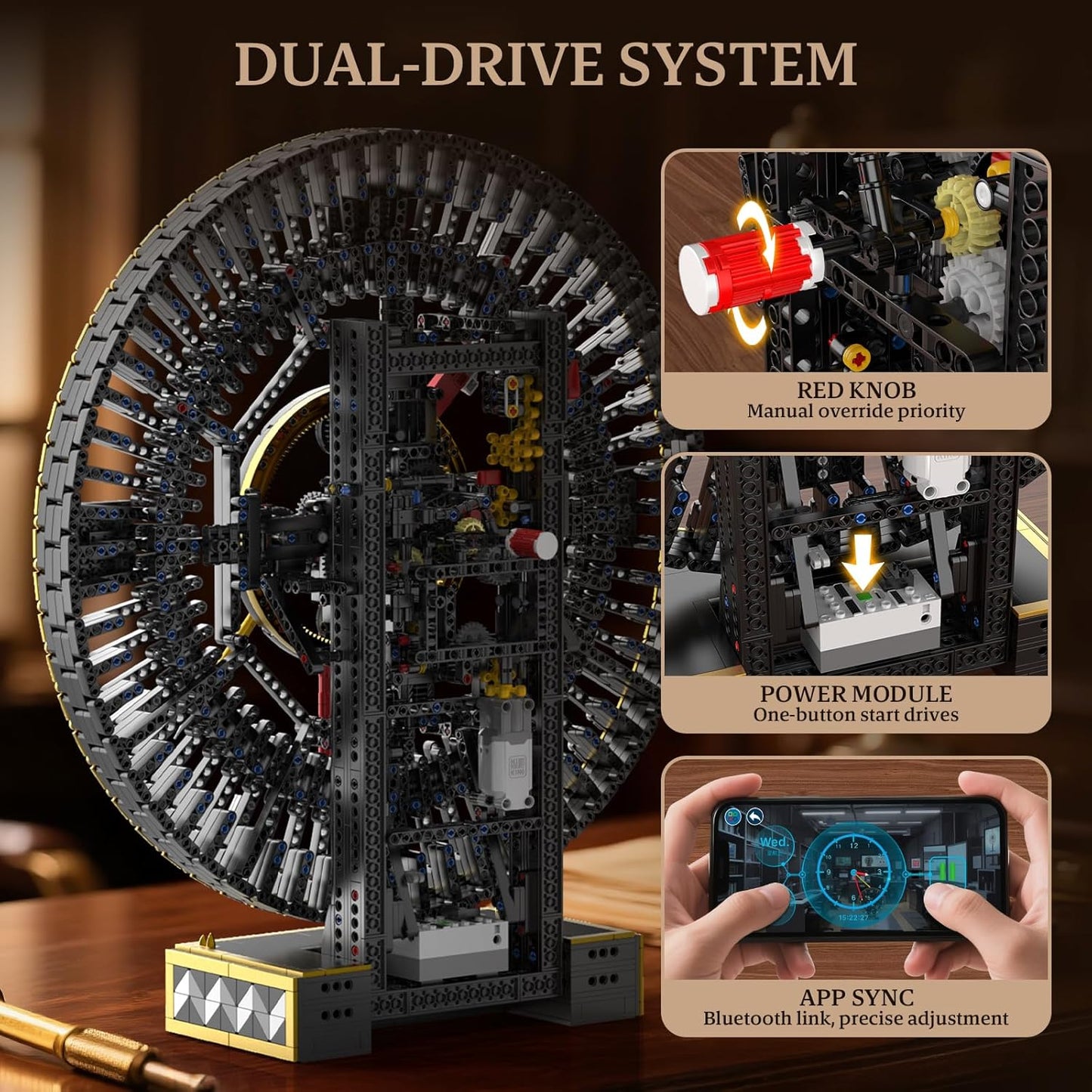 Mould King Cyberpunk Grand Clock Building Set 10160, 3675+ PCS Motorized DIY Clock Model with Mechanical Gears, APP Control & Real-Time Display, Advanced Engineering Toy for Adults & Teens 14+