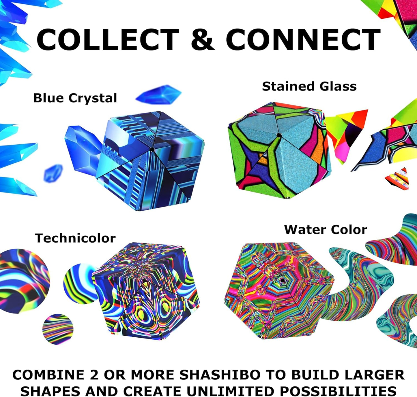 Shashibo Shape Shifting Box - Award-Winning STEM Fidget Toy with Ultra Strong Magnets - Puzzle Cube Transforms Into 100+ Shapes, Perfect Sensory Gift for Kids, Teens, and Adults (Cosmos)