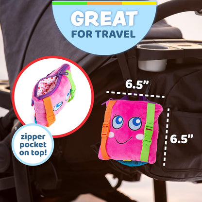 Buckle Toys - Bella Square - Learning Activity Toy - Develop Motor Skills and Problem Solving - Easy Travel Toy Perfect Car Travel Accessories for Long Trips