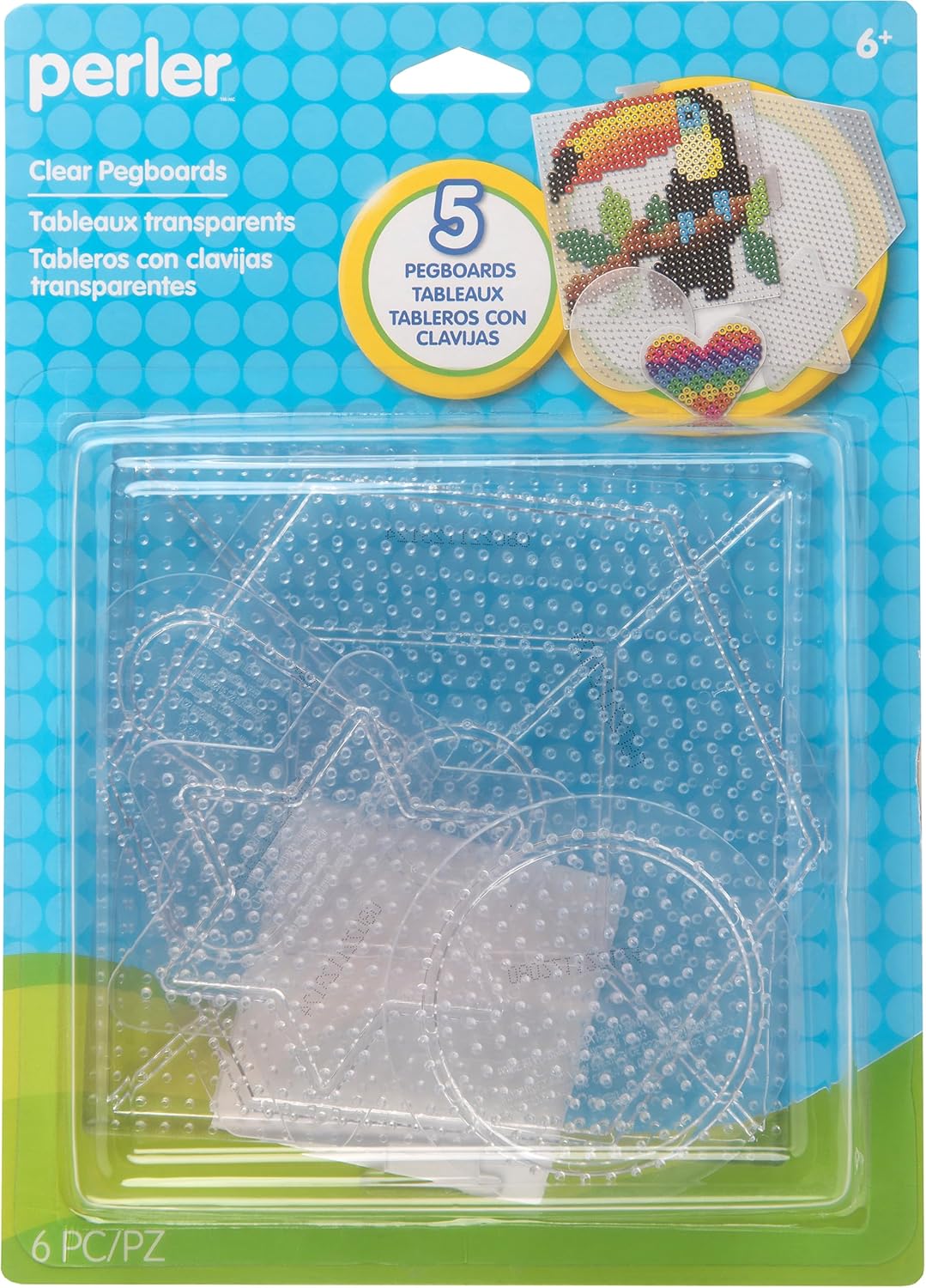 Perler Beads Large Square Pegboards for Kids Crafts, 4 pcs