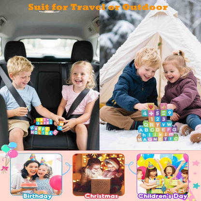 Portable Magnetic Letters Blocks Magnetic Alphabet & Numbers Montessori Learning Toys for Kids Educational Construction Travel Toys for Boys Girls 216 in 36 pcs