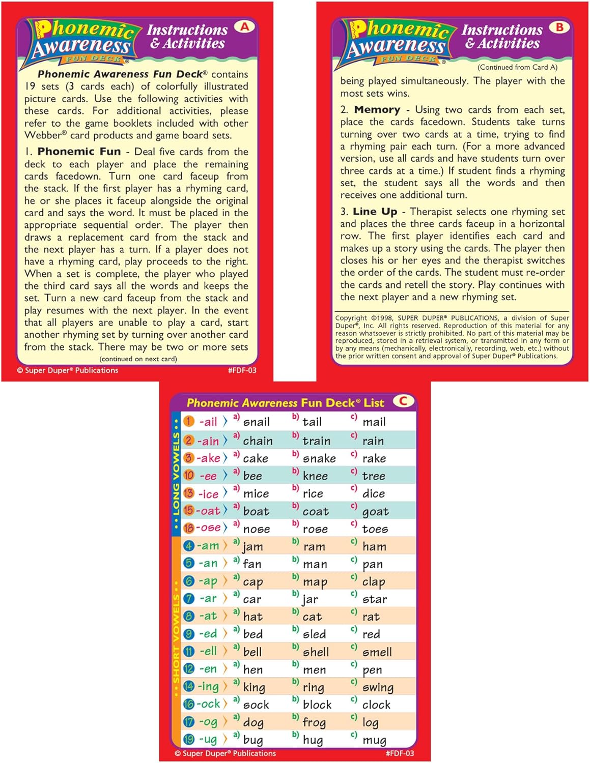 Super Duper Publications | Phonemic Awareness Fun Deck Flash Cards | Educational Learning Resource for Children