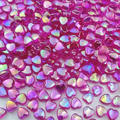 400 PCS Acrylic Heart Shape Beads AB Colors Heart Pony Spacer Beads for Jewelry Making DIY Bracelet Earring Necklace Key Chains(Deep Pink)
