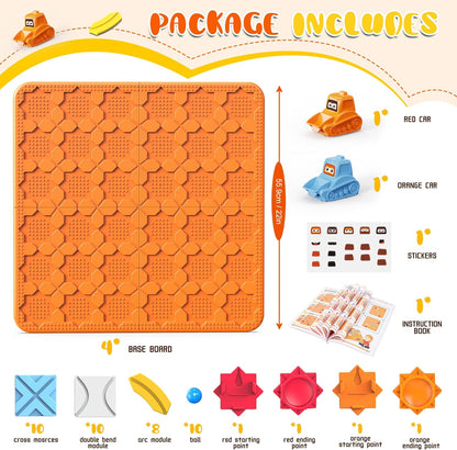 STEM Logic Road Builder Toys: Board Games Toys for 5 Year Old Kids, Montessori Brain Teaser Puzzles Educational Learning Activities Toy for Kid Ages 3 4 6-8 12 Boys Girls Gifts (Orange 32PCS)
