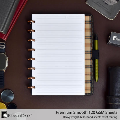 Eleven Discs Discbound Paper, Junior Size Mileage Log Sheets - Premium 120gsm Heavyweight Notebook & Planner Refills - 8 Discs, 5.5 x 8.5 in - Punched for Circa, Arc, TUL (50 Sheets)