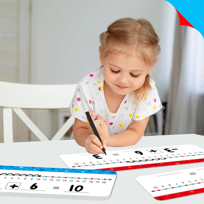8 Packs Magnetic Number Line Boards, Dry Erase Writable and Erasable Math Board Addition & Subtraction White Board Magnets for Kids, Students, Classroom and Home (Each Measures 12” x 3.5”)