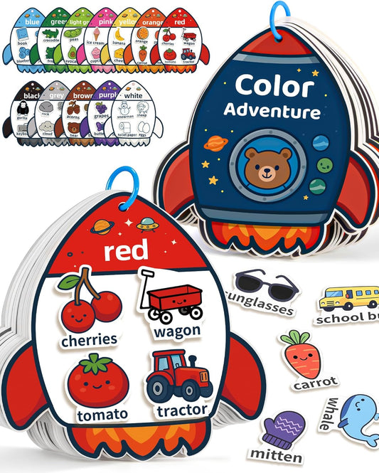 Montessori Busy Book Color Sorting Toys for 3 Year Old, Preschool Learning Activities & Educational Toys, Toddlers Quiet Book with Sensory Fine Motor Skills Matching Games for Boys Girls