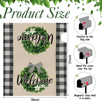 Tiamon Monogrammed L Mailbox Covers Magnetic Eucalyptus Welcome Letter Box Wrap Standard Size 21x18 Inch Spring Summer Leaves Mailbox Decor Eucalyptus Letter Numbers Decoration for Outdoor Garden Yard