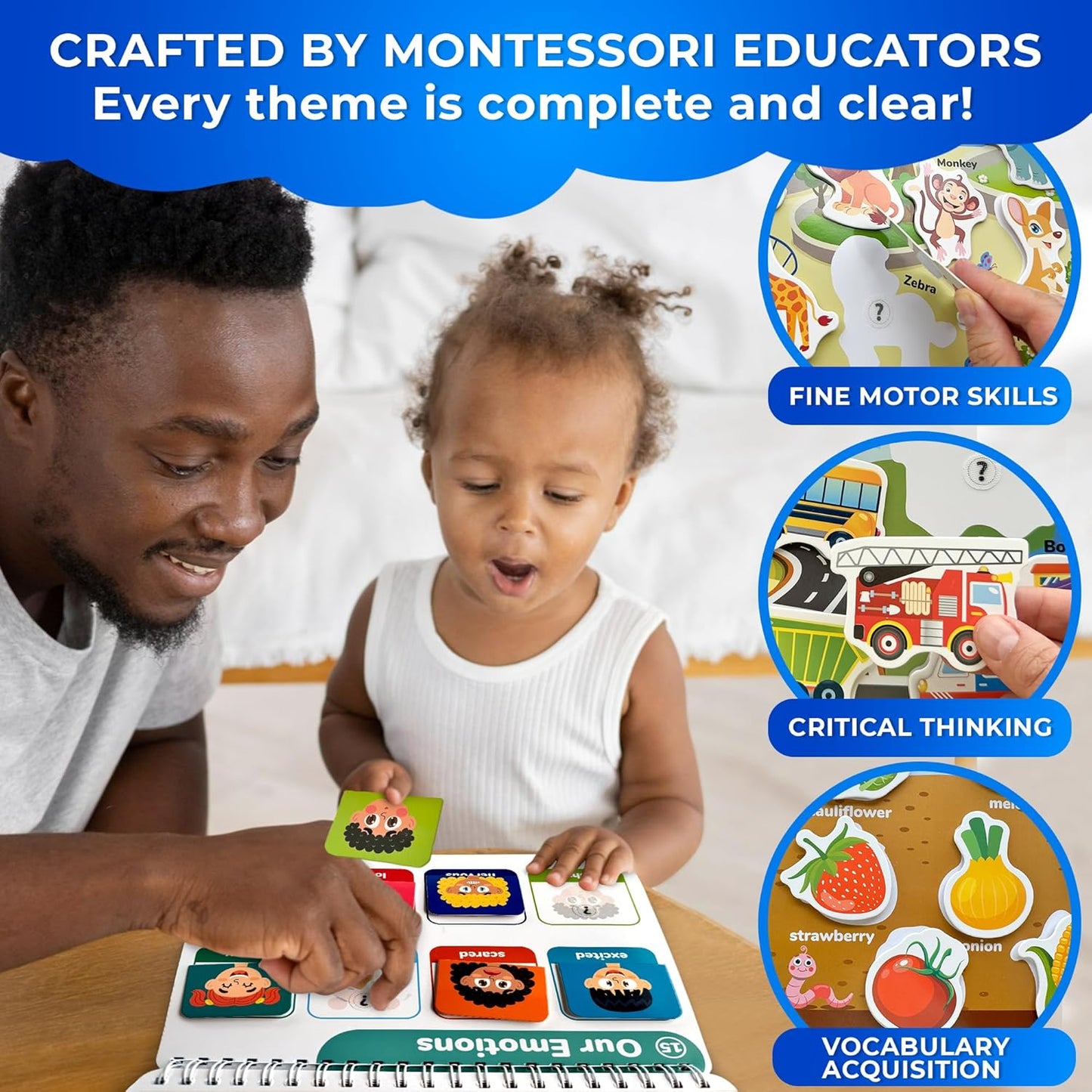 QUOKKA Montessori Busy Book for Toddlers 1-3 - Pre K Kids Learning Activities for Homeschooling - My Preschool Busy Book for Ages 3-5 - 15 Kids Educational Activities 2-4 Years
