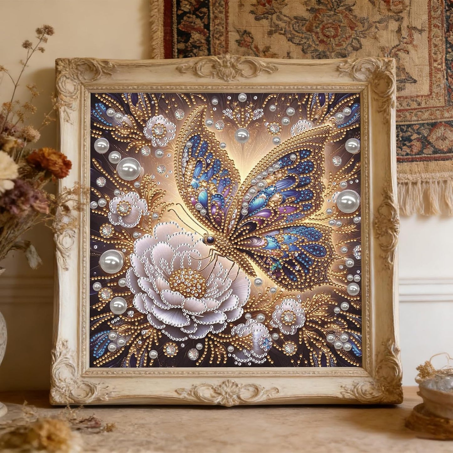 LAKEQUILL Royal Blue Butterfly Special Shaped 5D DIY Partial Drill Home Diamond Art Kit (Butterfly-4)
