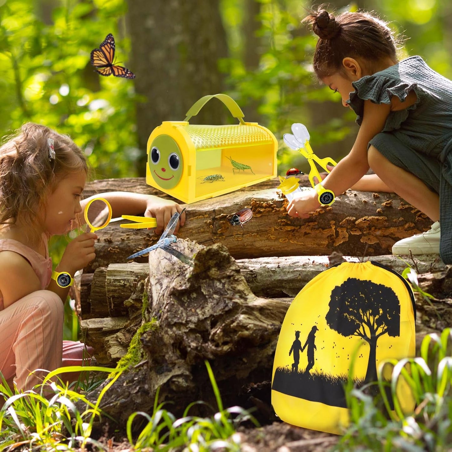 Bug Catcher Kit & Outdoor Explorer Kit for Kids, 10 Pcs Bug Catching Kit with Toy Cage, Backpack, Flashlight, Manifying Glass, Toy Net, Outdoor Exploration Toys Gift for Boys Girls 3-12
