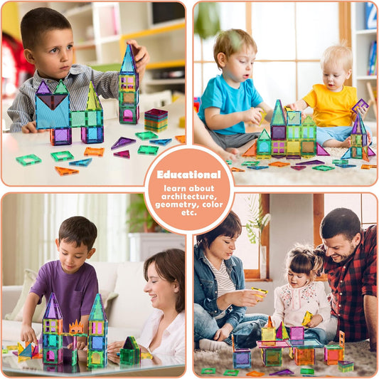 cossy 60 Pcs Magnet Tiles Magnetic 3D Building Blocks Set Educational Construction Toys for 3+ Year Kids with Stronger Magnets, Rivets-Fastened, Educational,Recreational, Conventional