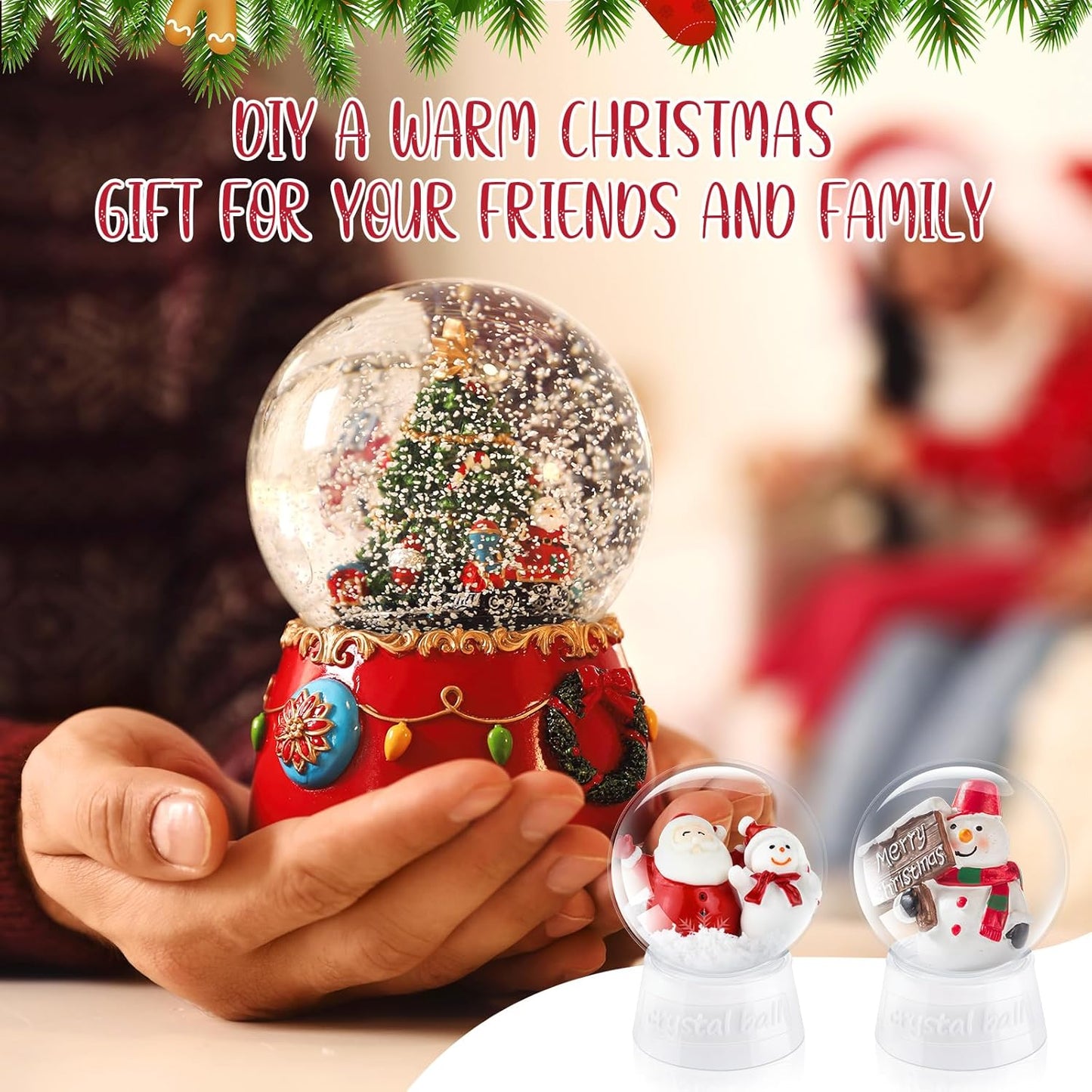 Uiifan 16 Pcs DIY Snow Globe Water Globe 4 Inches Clear Plastic Snow Globe with Screw Off Cap Fillable Water Globe Jar for DIY Crafts Christmas Display Home Decoration Kids Gifts