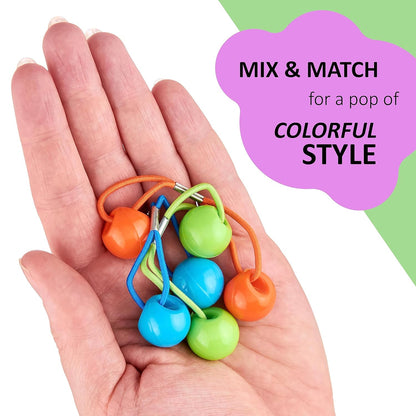 20pc Ponytailers Balls Elastics 18mm Round Opaque Multicolored Twin Beads Bauble Holders Toddler Kids Braiding Styling