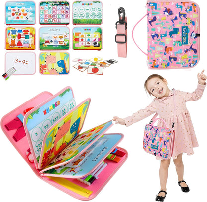 Montessori Busy Board - 8-in-1 Sensory Activity Book with Detachable Pages, Travel-Friendly Learning Toy for Fine Motor Skills & Preschool Education