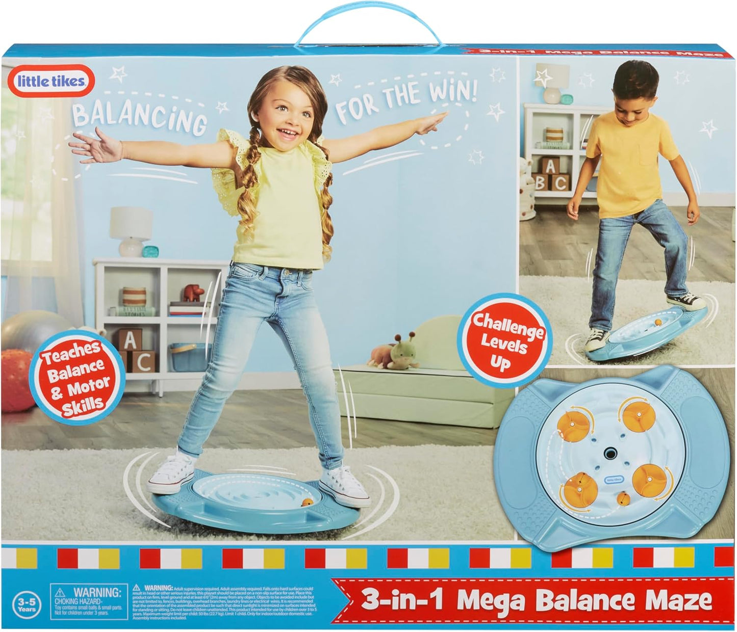 Little Tikes 3-in-1 Mega Balance Maze, Indoor/Outdoor, Balance & Motor Skills Active Play, for Boys & Girls Ages 3+ Years