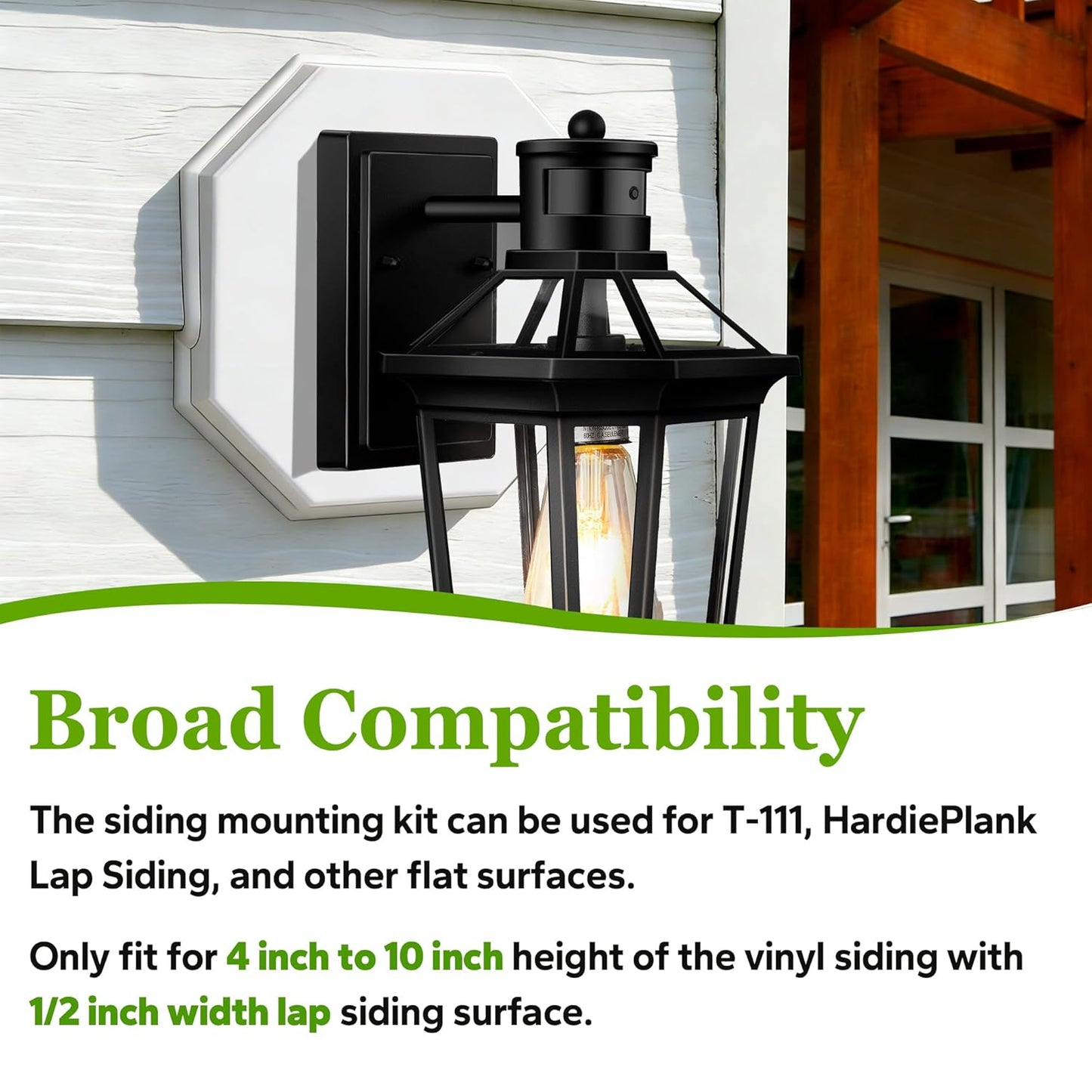 Mounting Block for Vinyl Siding, White Octagon Mounting Block for 1/2 inch Width Lap and 4 inch to 10 inch Height Siding (2 PCS)