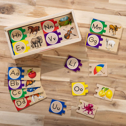 Melissa & Doug Self-Correcting Alphabet Wooden Puzzles with Storage Box (52 pcs) ABC Puzzles, Wooden Alphabet Puzzle for Kids Ages 4+