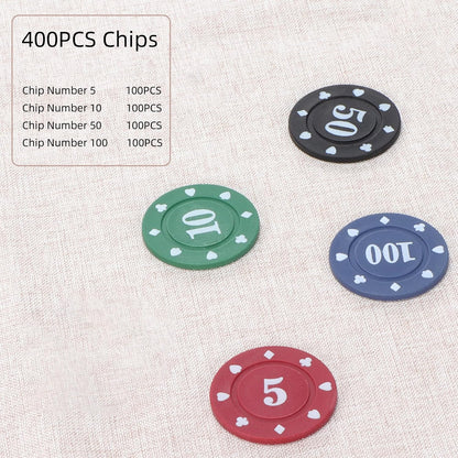 400Pc Numbered Fake Poker Chips Mahjong Chips 4g Light Weight Plastic Counting Chips Value Price Account Counters,Mini Trave Poker Blackjack Sets for Beginner,2 Decks Playing Cards Denominations Games