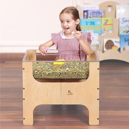 See-Through Small Water & Sand Sensory Table for Kids w/Transparent Tub for Tactile Play & Learning – Perfect for Home, Classroom & Daycare