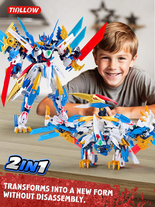 TIALLOW Pterodactyl Robot 2 in 1 Building Toy Sets, Dinosaurs Mech Transforming Building Block Model, Mecha Action Figures Pterosaur Building Kits, for Boys, Adult Age 8-12 (Pterodactyl)