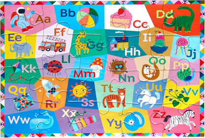 eeBoo 20 Piece Giant Floor Puzzle - Learn The Alphabet Children's Puzzle Letters & Object Themed, Large Pieces for Small Hands to Develop Motor Skills
