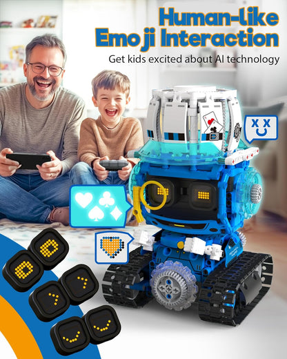 Opmind 5in1 STEM AI Robot Toys Building Set, 478Pcs APP & Remote Control Engineering Erector Blocks for Kids Age 6-8, Coding Interactive Educational Christmas Birthday Gift for 10-12 Year Boys & Girls