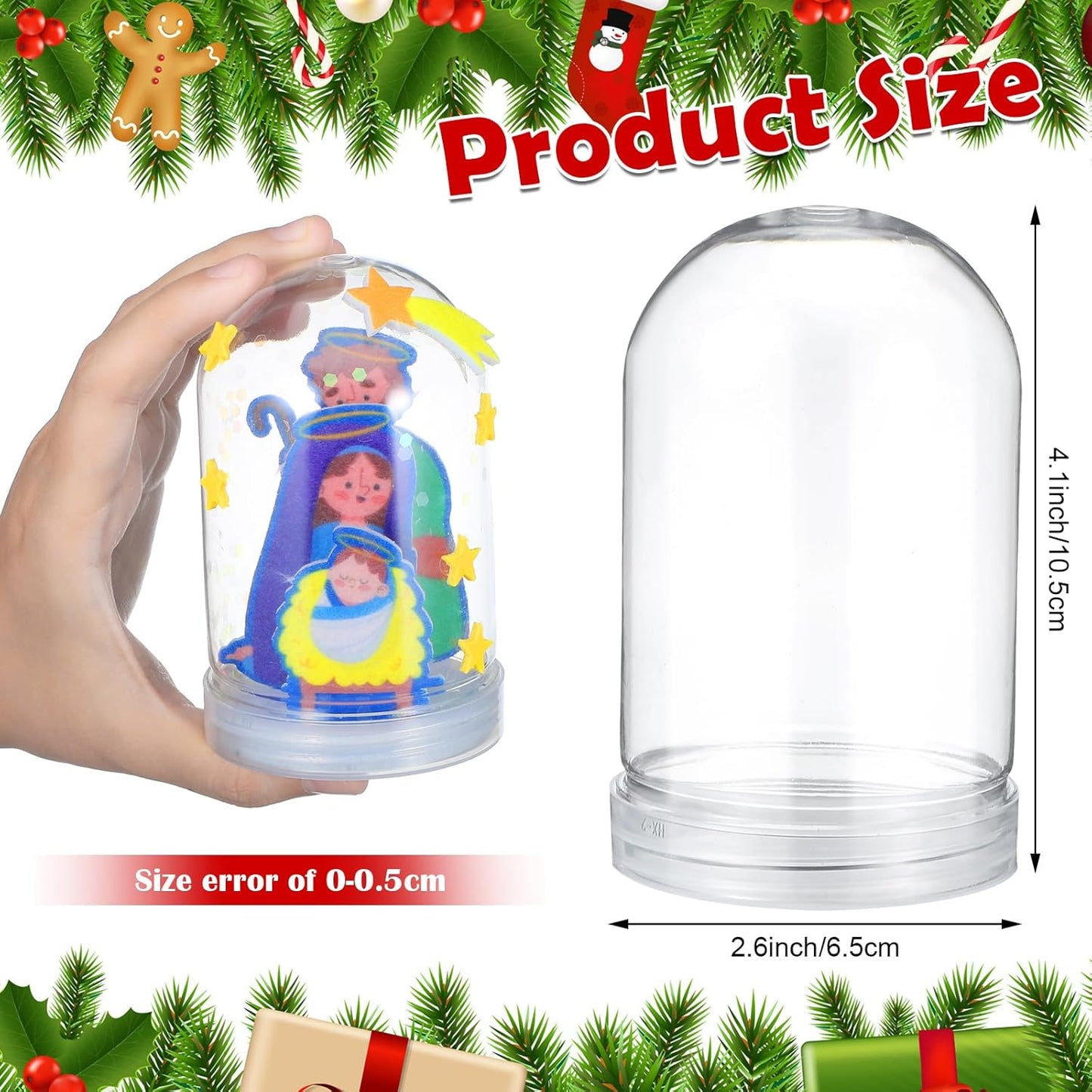 Shappy 12 Sets Christmas Nativity Snow Globe Craft Kits DIY Make Your Own Plastic Glitter Snow Globe Kit for Xmas Gifts Religious Sunday School Home Activities