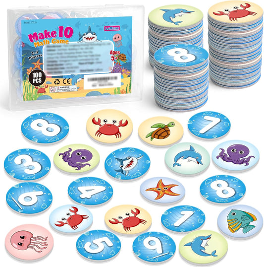 Math Games for Kids,100 Flash Cards Addition and Subtraction Games,Math Facts Manipulatives Counting Educational Toy Learning Activities, Kindergarten 1st 2nd Grade Classroom Must Have