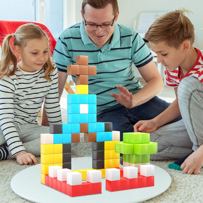 PicassoTiles 60pc Magnetic Puzzle Cube Building Set 1 Inch 3D Blocks STEM Construction Toy for Toddlers Kids Boys Girls Age 3+ Montessori Learning Travel Sensory Gift with Educational Idea Book PMC60