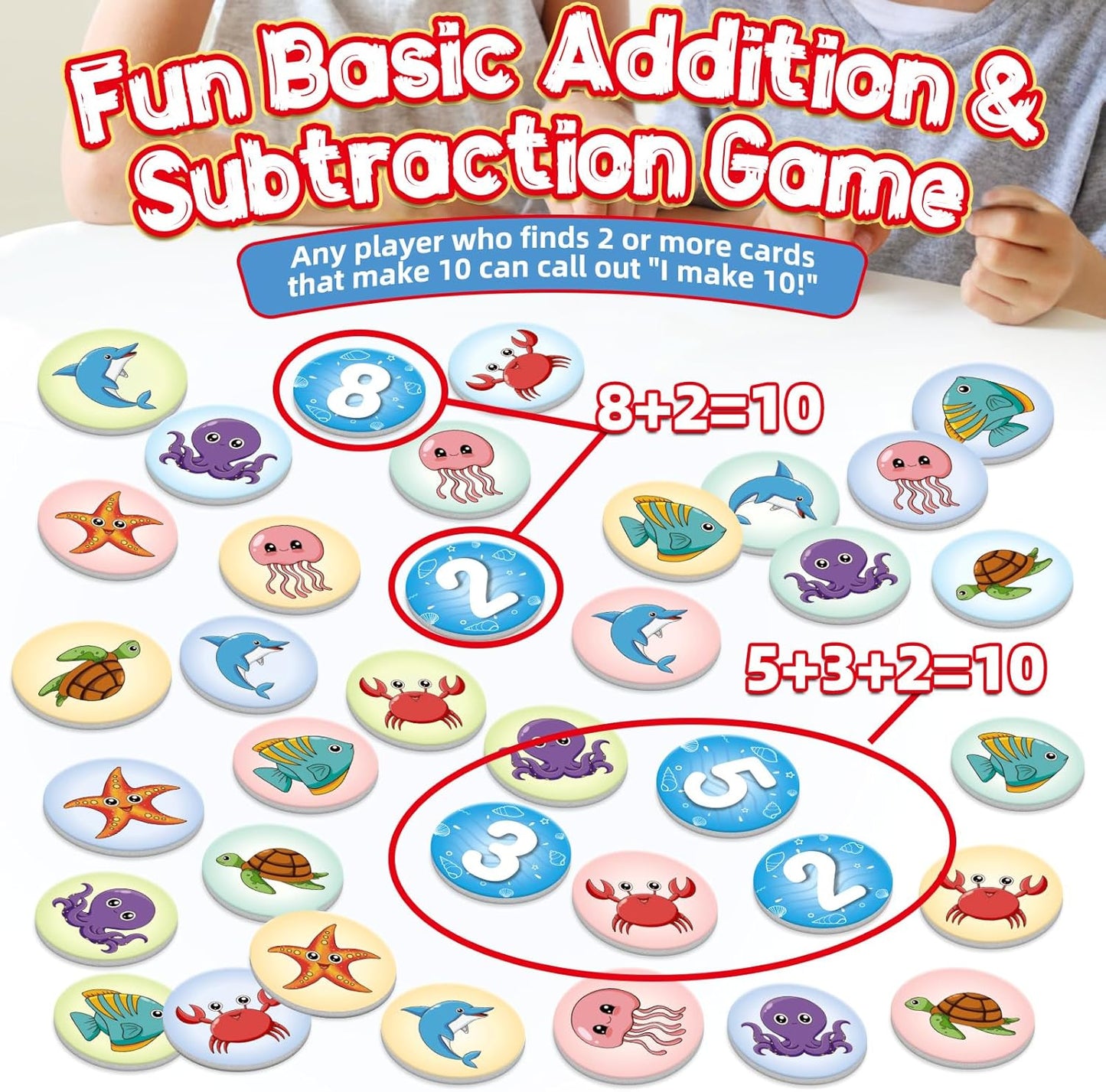 Math Games for Kids,100 Flash Cards Addition and Subtraction Games,Math Facts Manipulatives Counting Educational Toy Learning Activities, Kindergarten 1st 2nd Grade Classroom Must Have