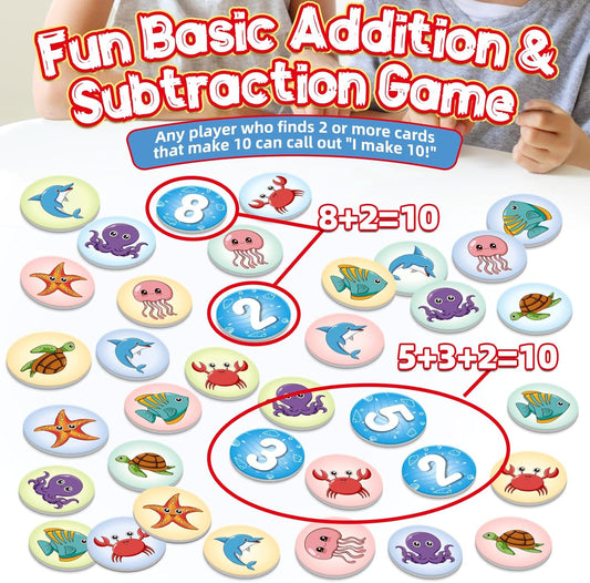 Math Games for Kids,100 Flash Cards Addition and Subtraction Games,Math Facts Manipulatives Counting Educational Toy Learning Activities, Kindergarten 1st 2nd Grade Classroom Must Have