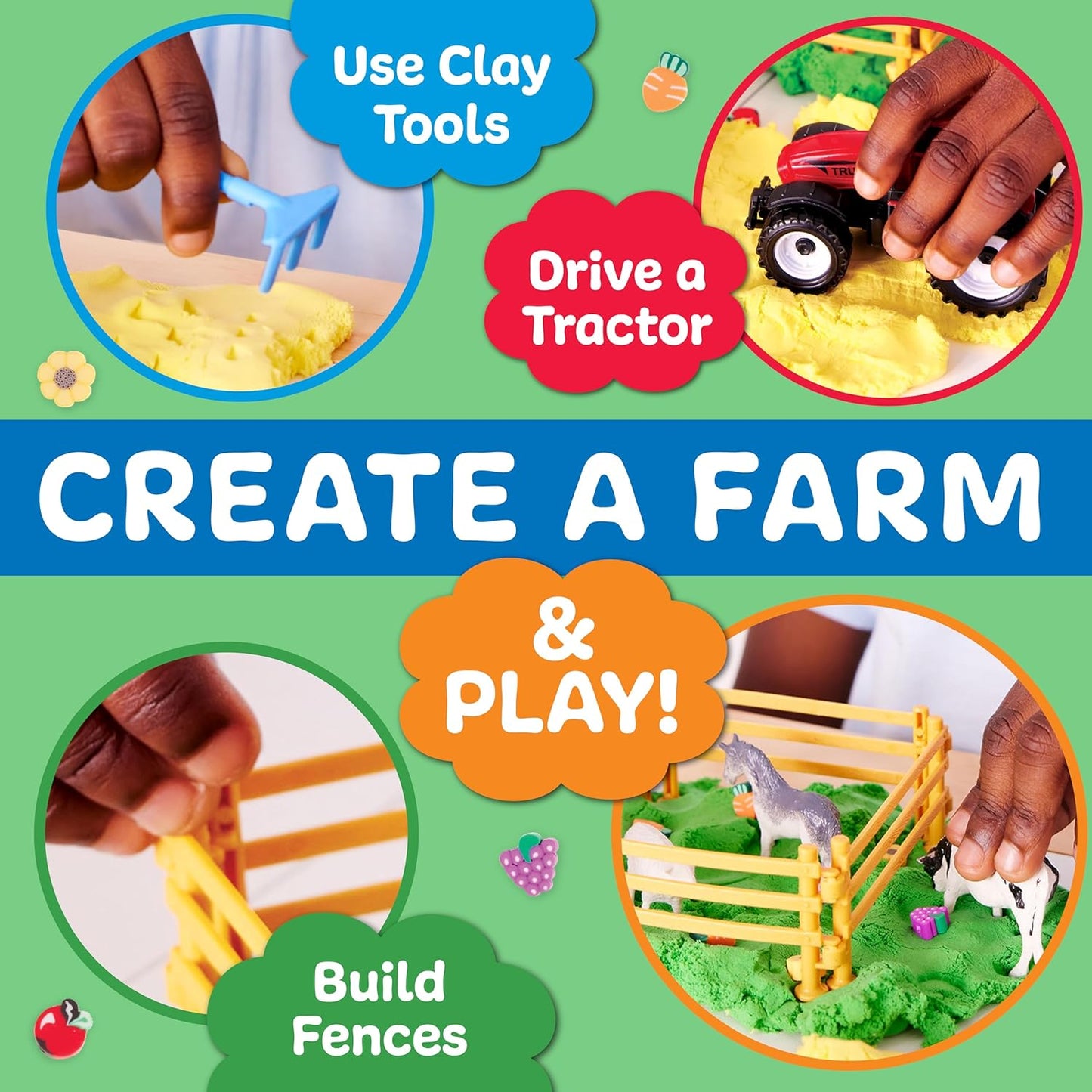 Creativity for Kids Sensory Pack: Farm, Sensory Toys for Toddlers, Pretend Play Farm Animals for Kids, Toddler Travel Toys & Spring Crafts (Ages 3+)