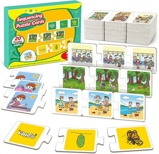 Broytain Sequencing Puzzle Cards,Sequence Game for Kids,Toddler Puzzle,Speech Therapy Toy,Autism Learning Materials,Storytelling,Social Skill,Sentence Building,Learning Activities for 3 4 5 6 Year Old