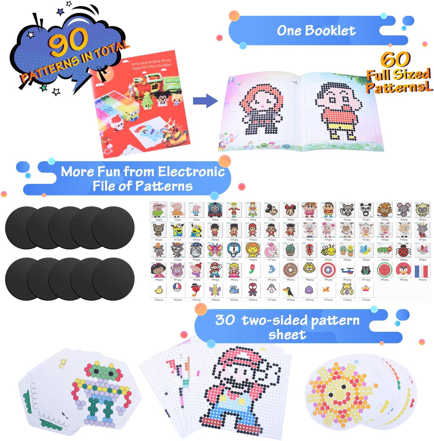 AUKUYEE Longruner 10000, 36 Colors Fuse Beads Kit 5mm DIY Art Craft Toys for Kids with 4 Pegboards, 60 30 Pattern Paper| B, 10000pcs