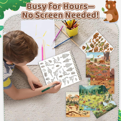 Animal Sticker Book for Toddlers 2-4 Years Sticker Activity Book for Kids with 12 Scenes & 12 Coloring Pages Toddler Travel Essential Quiet Time Activities