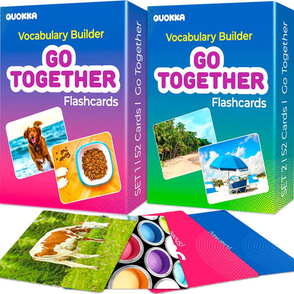 QUOKKA 104 Noun Flash Cards Set – Kids and Adults Vocabulary Builder for ABA Therapy, Early Childhood Education, and ESL Teaching – Picture Cards for Speech Therapy and Vocabulary Building Activities