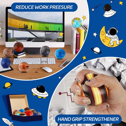 Mini Foam Plants Balls Toy, 10 PCS Solar System Stress Balls for Kids Adults, Squeeze Global for Stress Relief, Science Kit Gift for Early Learning, Classroom Prize for Boys Girls (with Flash Cards)