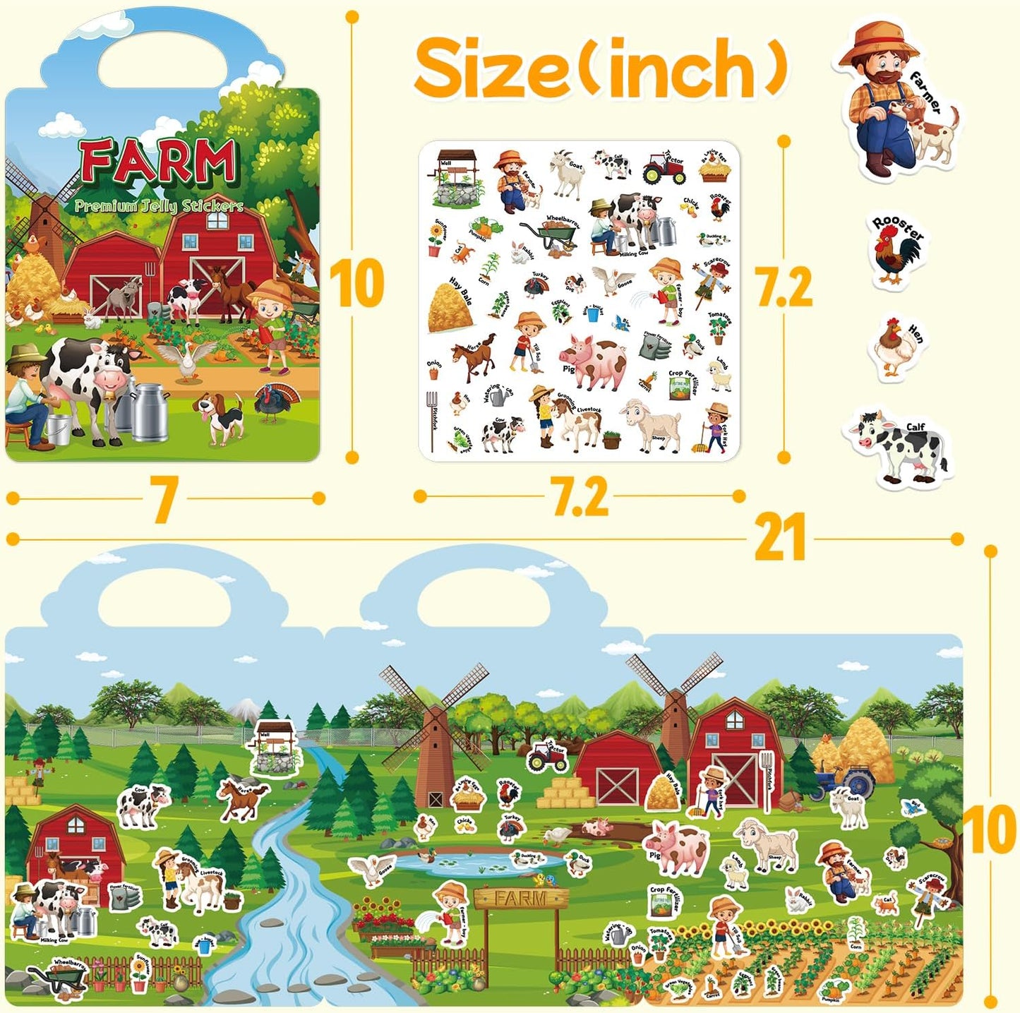 6 Sets Reusable Sticker Book for Toddlers 3-6, Jelly Sticker Books for Toddler, Travel Sticker Activity Toys for Kids 3 4 5 6 Years Old Girls & Boys