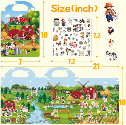 6 Sets Reusable Sticker Book for Toddlers 3-6, Jelly Sticker Books for Toddler, Travel Sticker Activity Toys for Kids 3 4 5 6 Years Old Girls & Boys