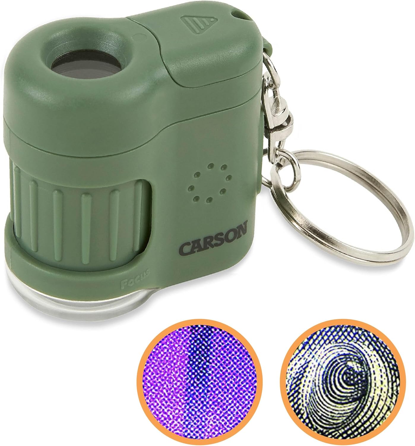 Carson MicroMini 20x Lighted Compact Pocket Microscope, UV and LED Flashlight, Orange (MM-280O)